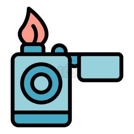 Ilustración de Icono del encendedor del camping. Esquema Camping icono vectorial más ligero para el diseño web aislado sobre fondo blanco color plano - Imagen libre de derechos