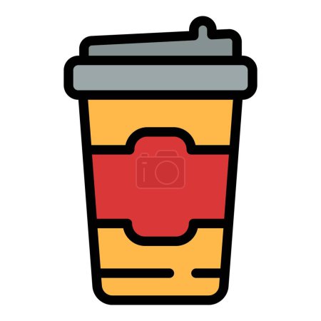 Illustration for To go cup icon outline vector. Coffee takeaway. Paper take coffee color flat - Royalty Free Image