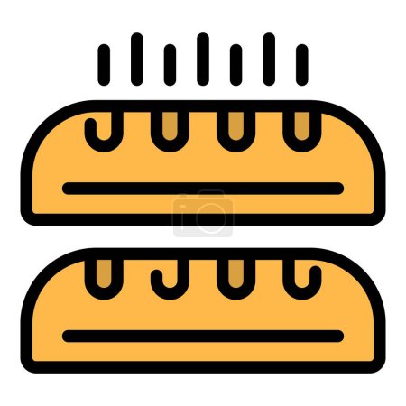 Illustration for French bread icon outline vector. Baguette loaf. Breakfast bun color flat - Royalty Free Image