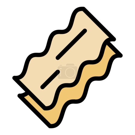 Téléchargez les illustrations : Cuisson lasagne icône contour vecteur. Pâtes lasagnes. Plat italien couleur plat - en licence libre de droit