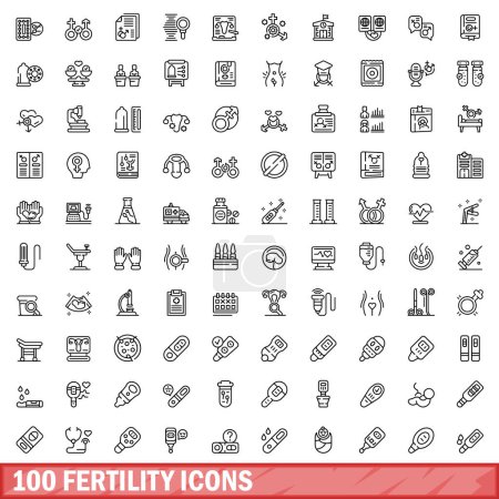 Illustration for 100 fertility icons set. Outline illustration of 100 fertility icons vector set isolated on white background - Royalty Free Image