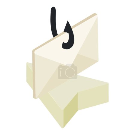 Phishing icon isometric vector. Hooked closed mail envelope on arrow cursor icon. Scam mail, web phishing, cyber crime