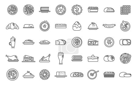 Ilustración de Los iconos de la cocina austriaca establecen el vector. Panadería Strudel. Café plato - Imagen libre de derechos
