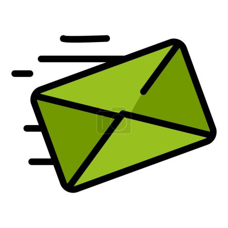 Ilustración de Icono de correo rápido contorno vector. Mensaje de correo electrónico. Envío envío sms color plano - Imagen libre de derechos