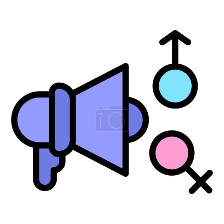 Illustration for Gender megaphone icon outline vector. Loudspeaker protest. People right color flat - Royalty Free Image