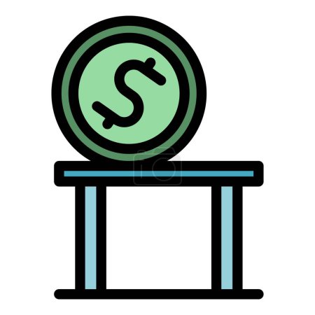 Ilustración de Moneda en la tabla icono contorno vector. Dinero del casino. Juego de azar color plano - Imagen libre de derechos