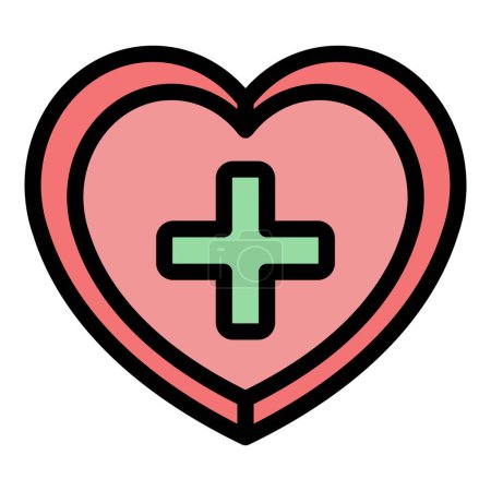 Ilustración de Icono médico del corazón contorno vector. Corazón humano. Color sano del órgano plano - Imagen libre de derechos