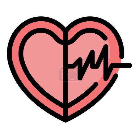 Ilustración de Icono del corazón saludable contorno vector. Cardiopatía médica. Color del órgano humano plano - Imagen libre de derechos