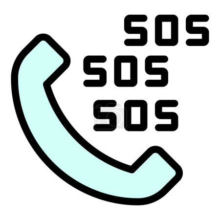 Illustration for Sos call safety icon outline vector. Phone bell. Risk crisis color flat - Royalty Free Image