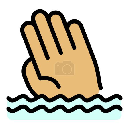 Illustration for Sos swimming icon outline vector. Siren alert. Rescue life color flat - Royalty Free Image