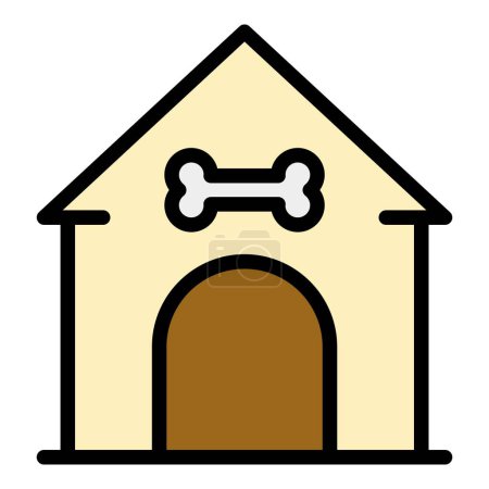 Illustration for Pet house icon outline vector. Dog care. Animal doghouse color flat - Royalty Free Image