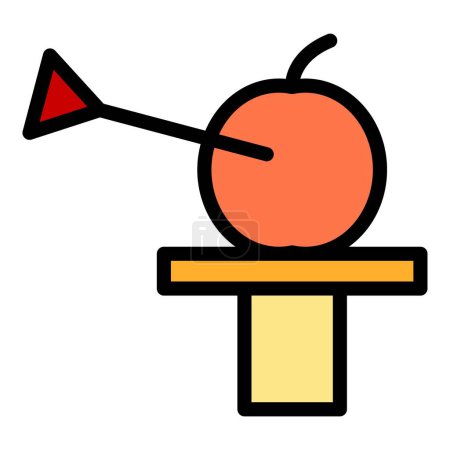 Ilustración de Icono de flecha de Apple contorno vector. Objetivo de proa. Tiro con arco objetivo de color plano - Imagen libre de derechos
