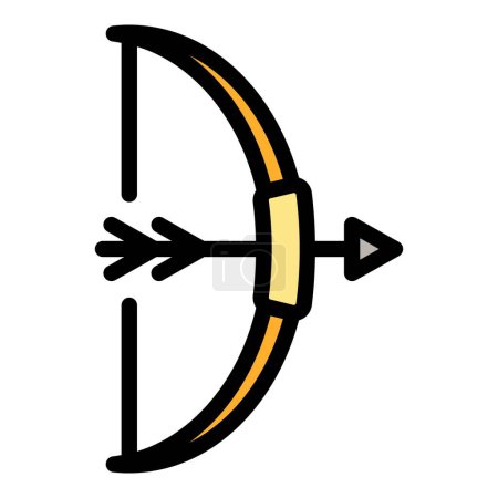 Illustration for Olympic archery icon outline vector. Archer arrow. Bow aim color flat - Royalty Free Image