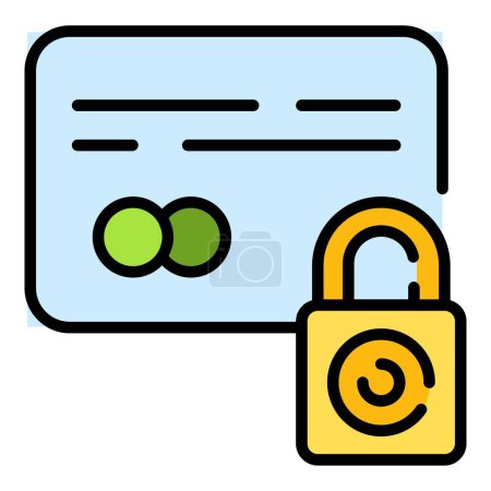 Illustration for Privacy credit card icon outline vector. Safe payment. Secure payment color flat - Royalty Free Image