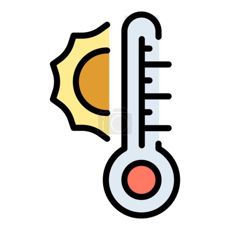 Solar thermal icon outline vector. Sun energy. Heat power color flat