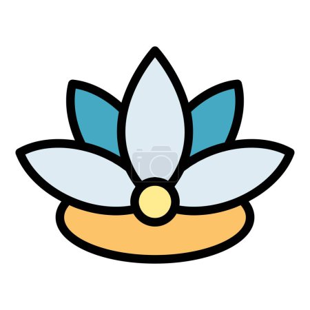 Téléchargez les illustrations : Lotus icône de concentration contour vecteur. Détendez-vous méditer. Santé esprit couleur plat - en licence libre de droit