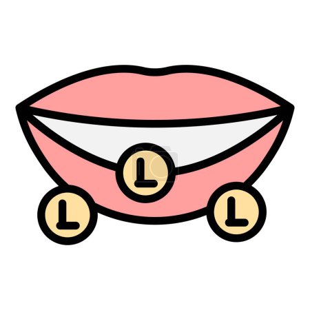 Ilustración de Icono de pronunciación carta contorno vector. Animación bucal. Color de la expresión sonora plana - Imagen libre de derechos