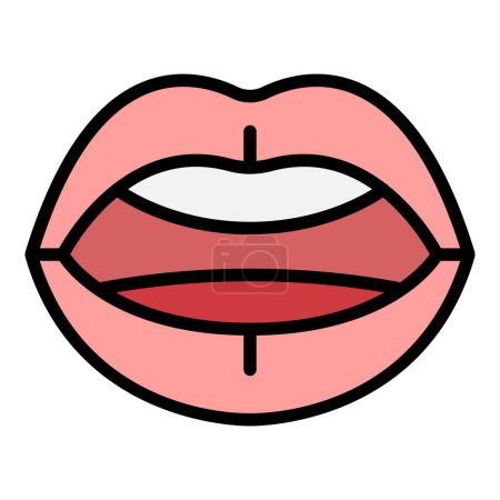 Illustration for Mouth sync icon outline vector. Alphabet expression. Lip animation color flat - Royalty Free Image