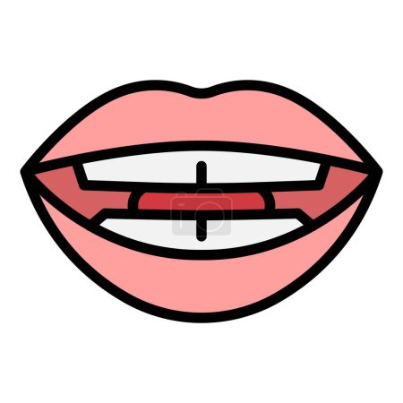 Illustration for Speech sync icon outline vector. Mouth pronunciation. Speaking lip color flat - Royalty Free Image