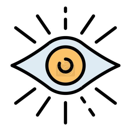 Ilustración de Icono de ojo abierto contorno vector. La percepción visual. Color sensorial cognitivo plano - Imagen libre de derechos