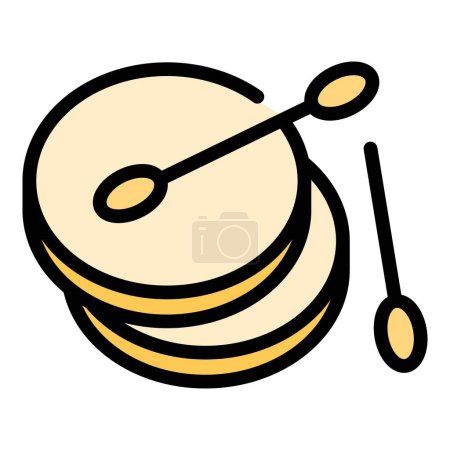 Illustration for Cotton sticks icon outline vector. Ear swab. Cleaning disc color flat - Royalty Free Image