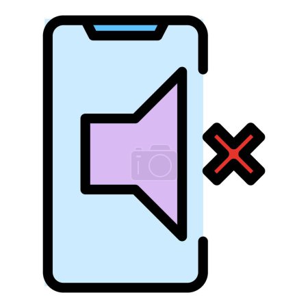 Illustration for Silent mobile icon outline vector. Phone mode. Mute sound color flat - Royalty Free Image