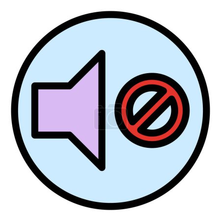 Illustration for No sound icon outline vector. Mute audio. Silence volume color flat - Royalty Free Image
