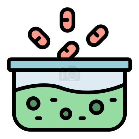 Illustration for Chemical solution icon outline vector. Chemistry experiment. Laboratory flask color flat - Royalty Free Image