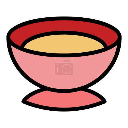 Ilustración de Crema de guisante icono de la sopa contorno vector. Cuenco de lentejas. Caldo de carne color plano - Imagen libre de derechos