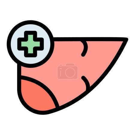 Illustration for Liver treatment icon outline vector. Body disease. Health test color flat - Royalty Free Image