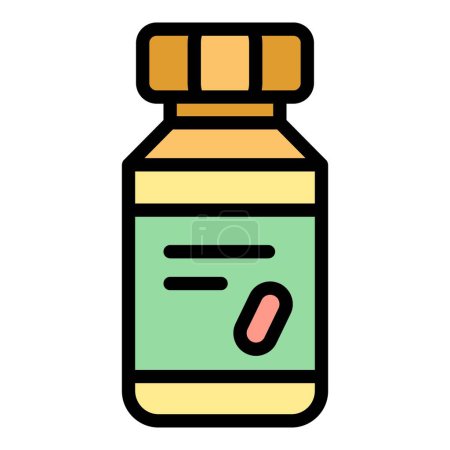 Téléchargez les illustrations : Antibiotique icône pilule aperçu vecteur. Médicament. Couleur comprimé médical plat - en licence libre de droit