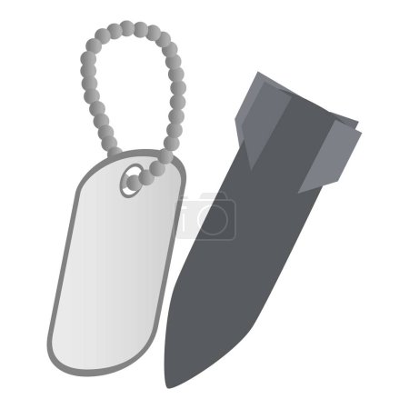 Illustration for Military concept icon isometric vector. Falling war rocket and military dog tag. War concept, weapon - Royalty Free Image