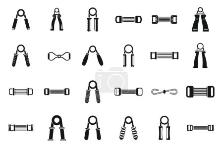 Illustration for Espander icons set simple vector. Arm iron. Exercise power - Royalty Free Image