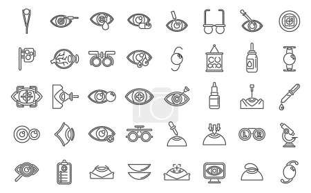 Illustration for Laser vision correction icons set outline vector. Beam surgery. Cataract care - Royalty Free Image