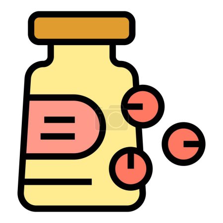 Téléchargez les illustrations : Pilules bocal icône contour vecteur. Une pilule. Pharmacie prescription couleur plat - en licence libre de droit