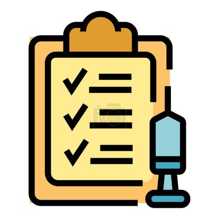 Illustration for Clipboard medical certificate icon outline vector. Doctor health. Corona insurance color flat - Royalty Free Image
