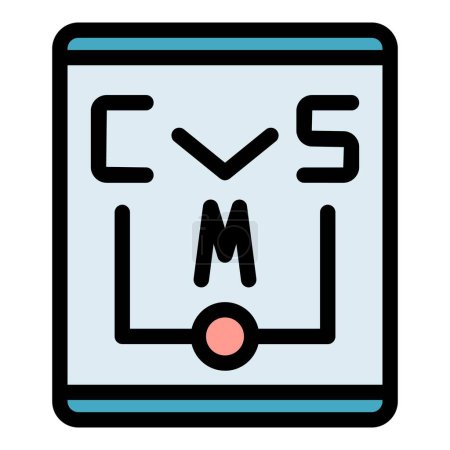 Illustration for Cms paper icon outline vector. Code system. Website html color flat - Royalty Free Image
