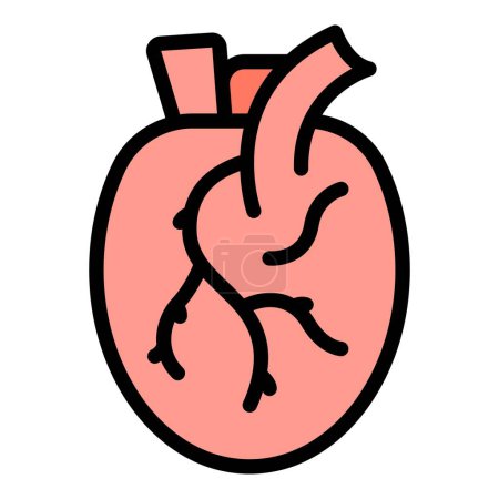 Ilustración de Corazón humano icono contorno vector. Órgano médico. Anatomía color del cuerpo plano - Imagen libre de derechos