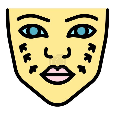 Téléchargez les illustrations : Cupping visage icône de massage contour vecteur. La peau du visage. Spa couleur de traitement plat - en licence libre de droit