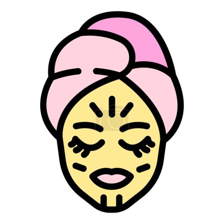 Téléchargez les illustrations : Guasha visage icône de massage vecteur contour. La peau du visage. Soins spa couleur plat - en licence libre de droit