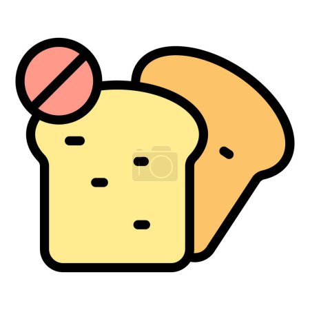 Ilustración de Pan sin gluten icono contorno vector. Producto de trigo. Alimentación dieta color plano - Imagen libre de derechos