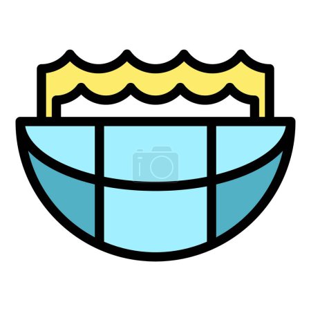 Illustration for Sea level change icon outline vector. Global flood. Ocean water color flat - Royalty Free Image