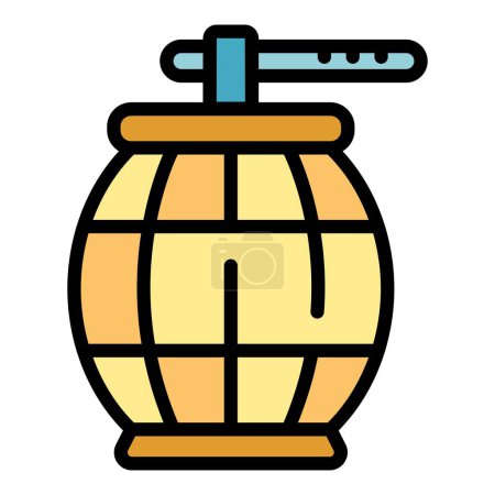 Illustration for Wine wood barrel icon outline vector. Guide party. Taste alcohol color flat - Royalty Free Image