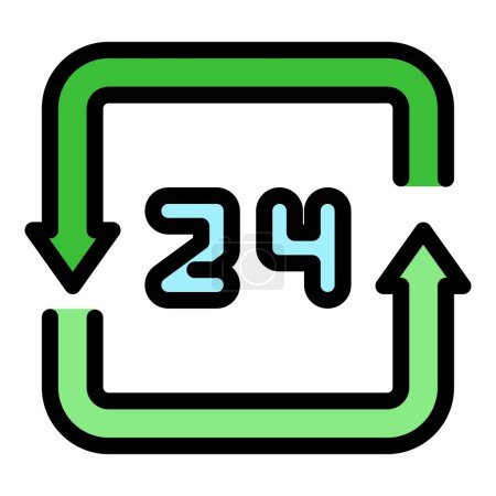 Illustration for New timer duration icon outline vector. Open number. Time clock color flat - Royalty Free Image