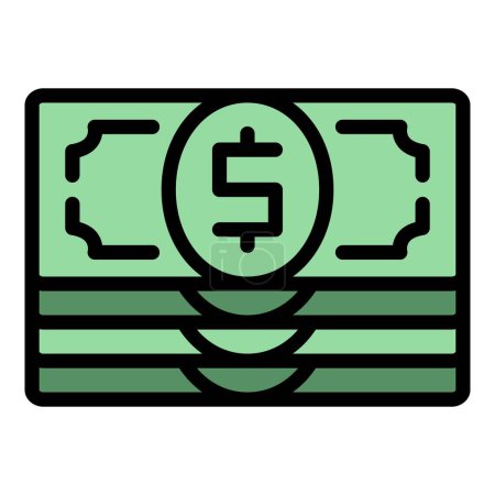 Illustration for Money cash icon outline vector. Send payment. Bank wallet color flat - Royalty Free Image