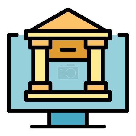 Illustration for Web online banking icon outline vector. Mobile wallet. App transaction color flat - Royalty Free Image
