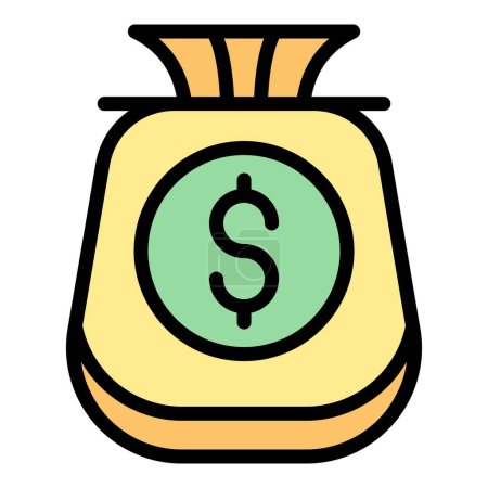 Illustration for Money bag send icon outline vector. Mobile payment. Wallet bank color flat - Royalty Free Image