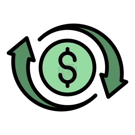 Illustration for Money convert icon outline vector. Bank app. Mobile payment color flat - Royalty Free Image