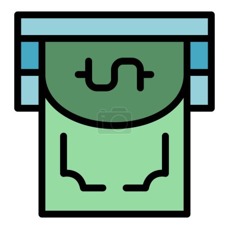 Illustration for Atm cash icon outline vector. Money send. Mobile payment color flat - Royalty Free Image