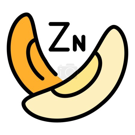 Ilustración de Zn icono de la comida vector contorno. Vitamina zinc. Elemento nutricional color plano - Imagen libre de derechos